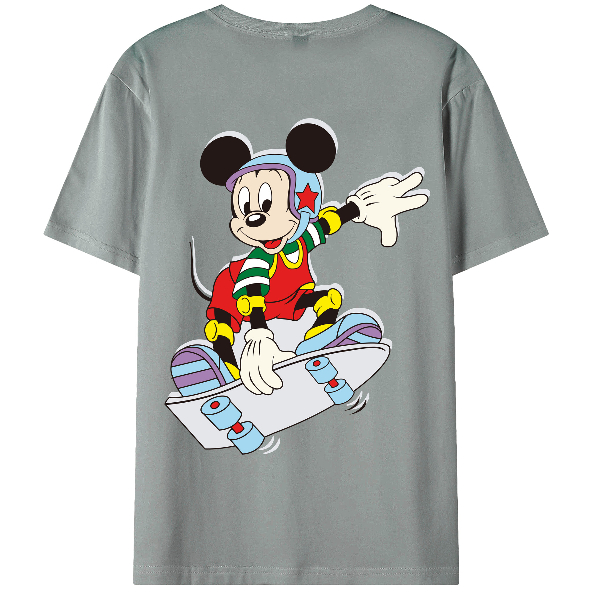 ミッキーマウス Mickey Mouse 綿100％ メンズ半袖Tシャツ（バックプリント） 通気性